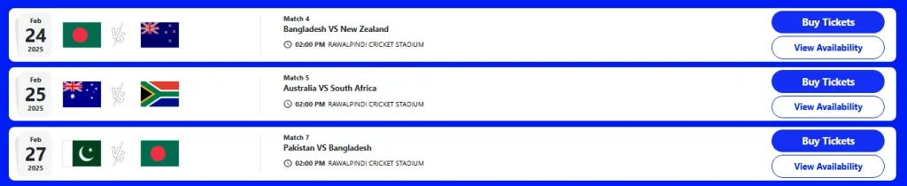 ICC Champions Trophy 2025 Tickets